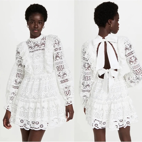 Sea New York Dresses & Skirts - NWT Sea New York Patrizia Lace Open Back Mini Dress in White Size 6